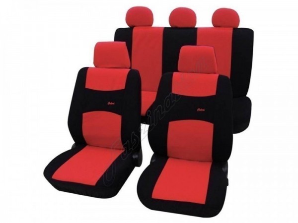 Autositzbezug Schonbezug, Komplett-Set, Opel Corsa C, Rot Schwarz