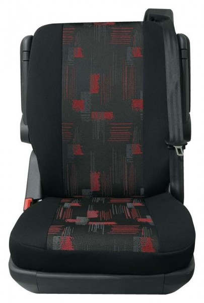 Transporter Autositzbezug, Schonbezug, 1 x Einzelsitz hinten, Citroen Jumpy, Farbe: Schwarz/Rot