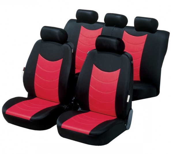 Autositzbezug Schonbezug, Komplett Set, Toyota Auris, Rot, Schwarz