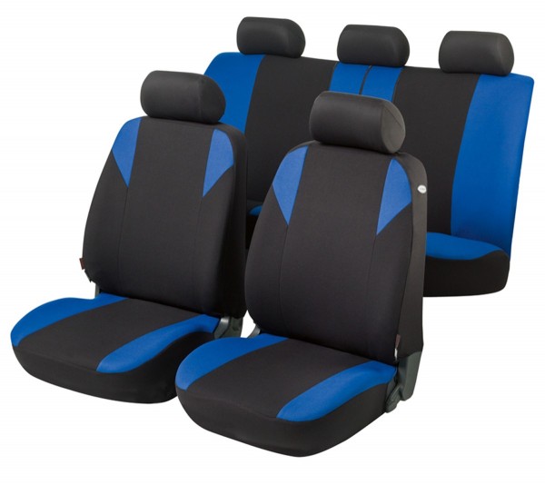 Autositzbezug Schonbezug, Komplett Set, Lancia Y, Schwarz, Blau