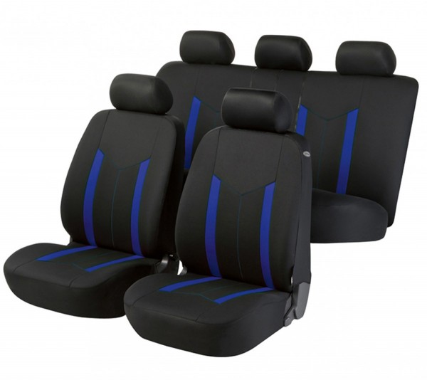 Autositzbezug Schonbezug, Komplett Set, VW Sitzbezüge komplett, Schwarz, Blau