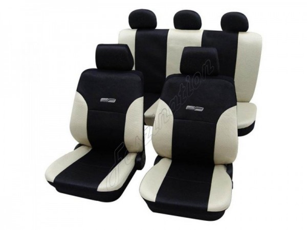 Autositzbezug Schonbezug Lederlook-Optik, Komplett-Set, Toyota HiLux ohne Seitenairbag, Creme Beige