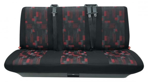 Transporter Autositzbezug, Schonbezug, 1 x 3er-Bank hinten, Renault Master, Farbe: Schwarz/Rot