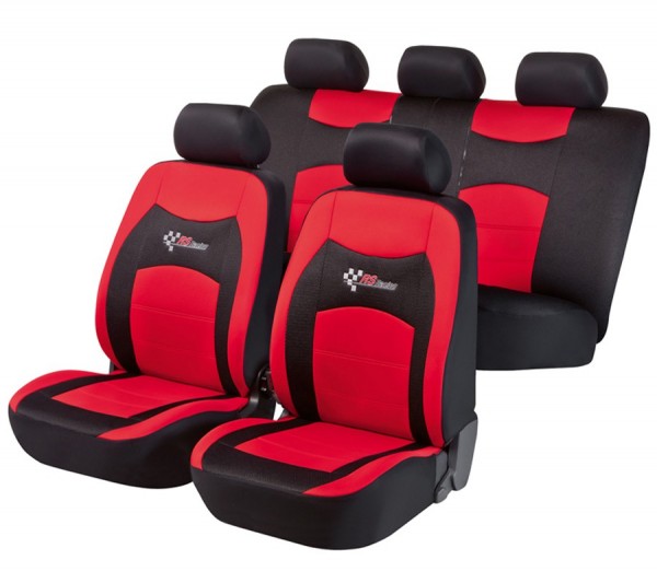 Autositzbezug Schonbezug, Komplett Set, Peugeot 308, Schwarz, Rot