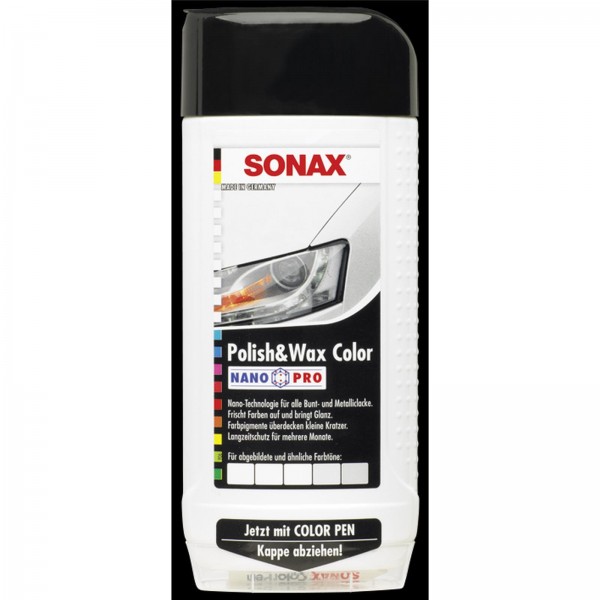 Sonax Polish&amp;Wax Color weiß, poliert mit Farbpigmenten und Wachsanteilen, schützt vor Korrosion, für
