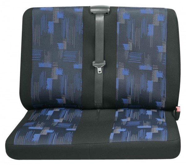 Transporter Autositzbezug, Schonbezug, 1 x Doppelsitz hinten, Opel Vivaro, Farbe: Schwarz/Blau