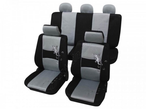 Autositzbezug Schonbezug, Komplett-Set, Toyota HiLux ohne Seitenairbag, Silber Grau Schwarz
