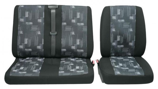 Transporter Autositzbezug, Schonbezug, 1 x Einzelsitz 1 x Doppelsitz, Citroen Jumpy, Farbe: Schwarz/