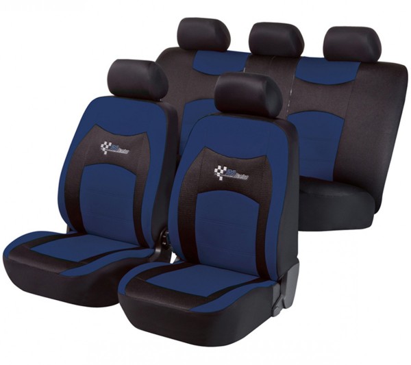 Autositzbezug Schonbezug, Komplett Set, Peugeot 206, Schwarz, Blau