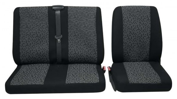 Transporter Autositzbezug, Schonbezug, 1 x Einzelsitz 1 x Doppelsitz, Renault Trafic, Farbe: Schwarz