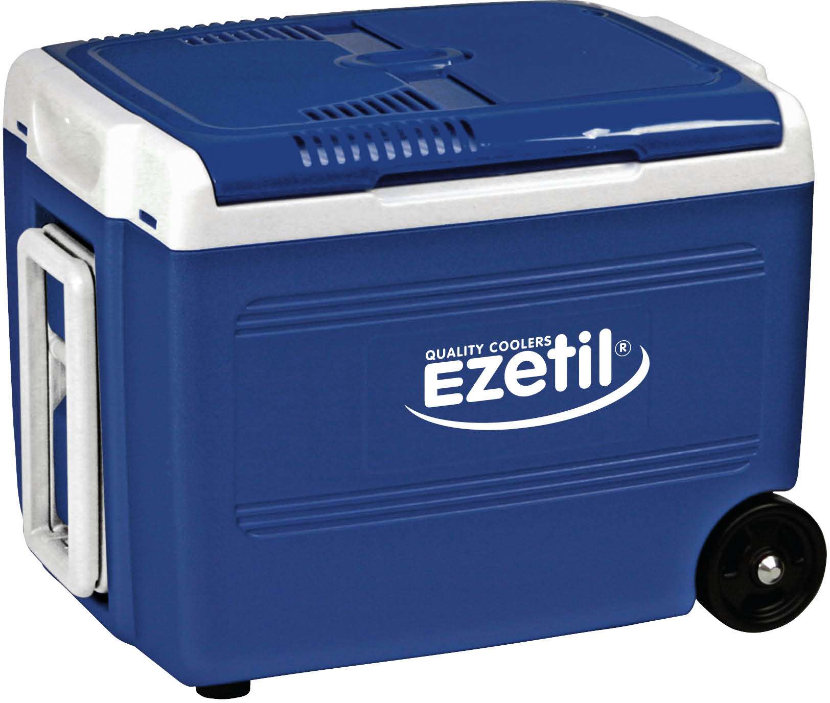 Ezetil Kühlbox mit Rollen und Klappgriff, perfekt für PKW, Reisen, Camping,  Einkauf, mit 12 Volt-Anschluss, Nutzinhalt 39 Liter