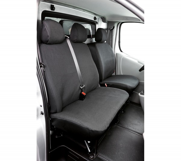 Walser Transporter Sitzbezüge Auto kompatibel mit Opel Vivaro/Renault  Trafic/Nissan Primastar, Einzel/Doppelbank, Auto Sitzbezüge aus Kunstleder