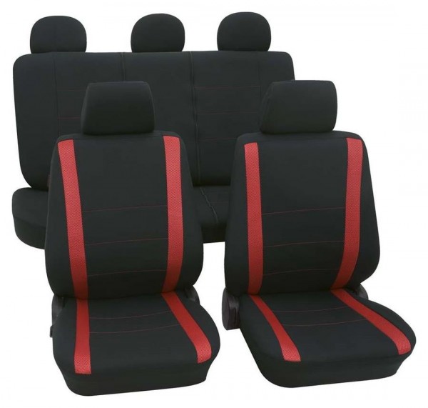 Autositzbezug Schonbezug, Komplett Set, Peugeot 206, Schwarz, Rot