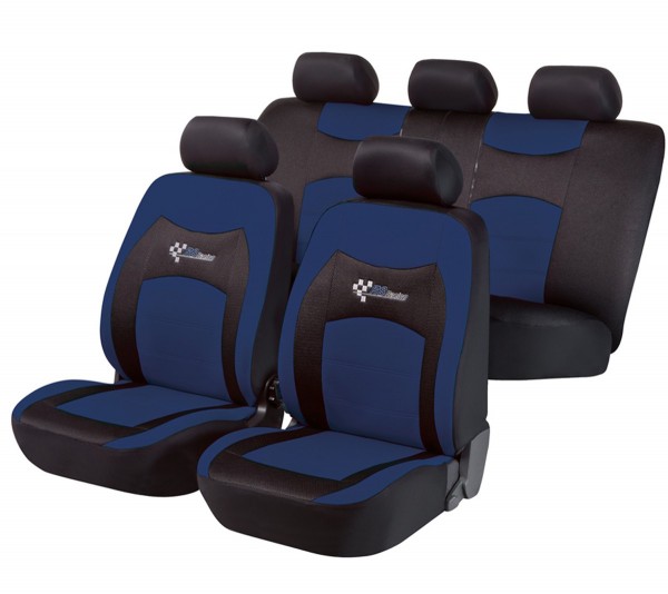 Autositzbezug Schonbezug, Komplett Set, Peugeot Sitzbezüge komplett, Schwarz, Blau