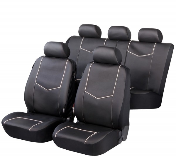 Premium Kunstleder Sitzbezüge Sitzbezug Schonbezüge für Honda Civic Schwarz Set 