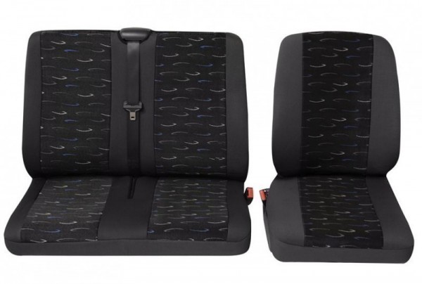 Transporter Autositzbezug, Schonbezug, 1 x Einzelsitz 1 x Doppelsitz, Fiat Scudo, Farbe: Grau/Blau