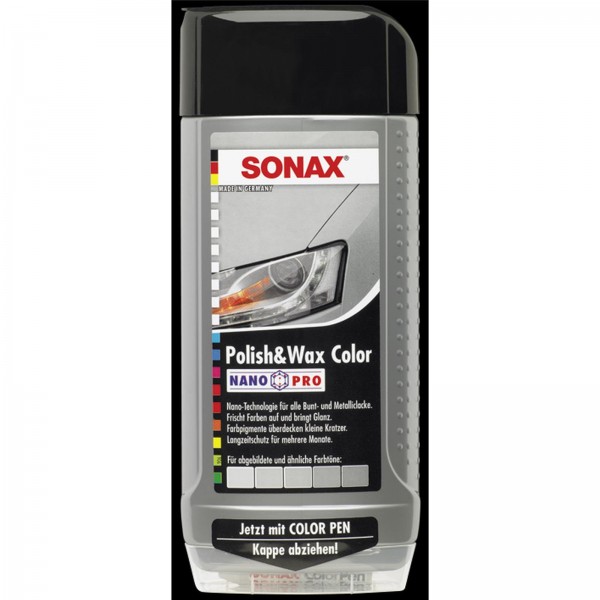 Sonax Polish&amp;Wax Color silber/grau, poliert mit Farbpigmenten und Wachsanteilen, schützt vor Korrosi