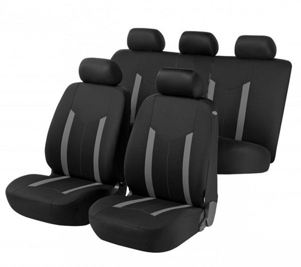 Autositzbezug Schonbezug, Komplett Set, Seat Sitzbezüge komplett, Schwarz, Grau