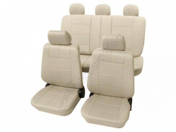 Autositzbezug Schonbezug Lederlook-Optik, Komplett-Set, Ford Focus bis 2/2011, Beige Creme