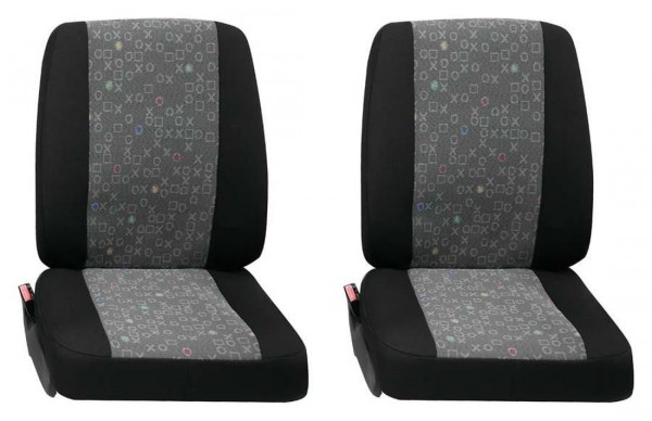 Transporter Autositzbezug, Schonbezug, 2 x Einzelsitz, Peugeot Boxer, Farbe: Schwarz/Graphit