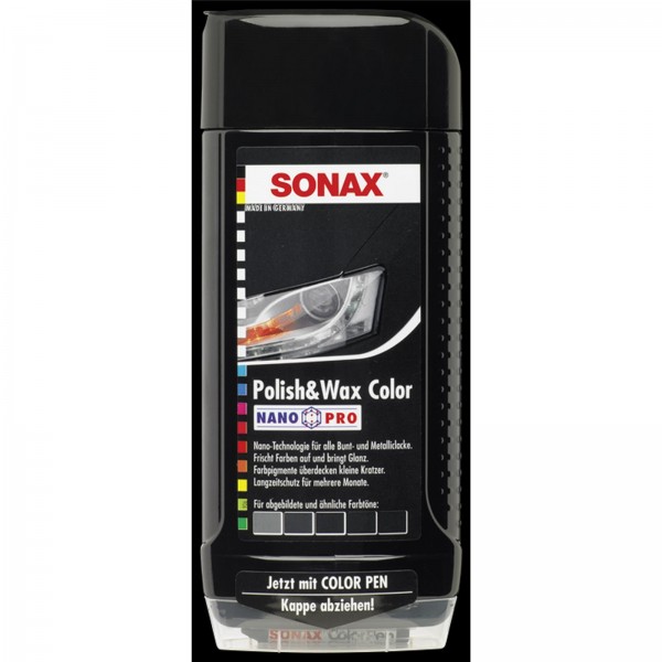 Sonax Polish&amp;Wax Color schwarz, poliert mit Farbpigmenten und Wachsanteilen, schützt vor Korrosion,