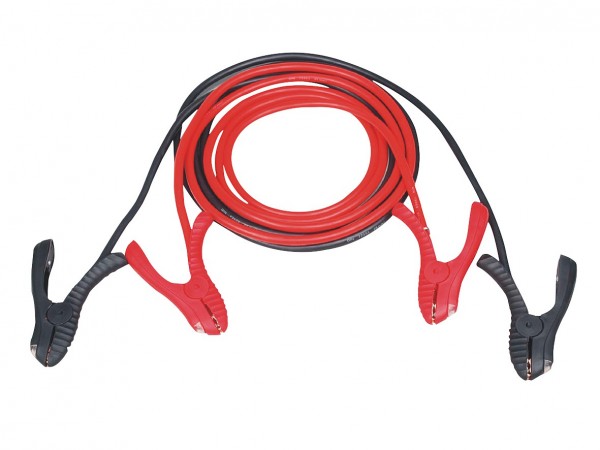 Starthilfekabel für Ottomotoren, mit LED, praktisch, mit Klarsicht-Rundtasche, schwarz, rot