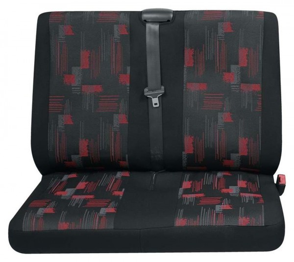 Transporter Autositzbezug, Schonbezug, 1 x Doppelsitz hinten, Peugeot Boxer, Farbe: Schwarz/Rot