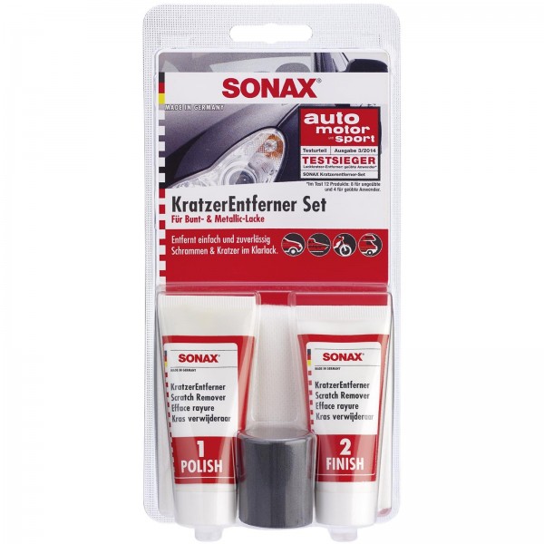 Sonax Kratzerentfernerset für Lack, zum selber Kratzer entfernen, geeignet für alle Lacke, manuelle