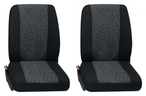 Transporter Autositzbezug, Schonbezug, 2 x Einzelsitz, Opel Combo, Farbe: Schwarz/Grau