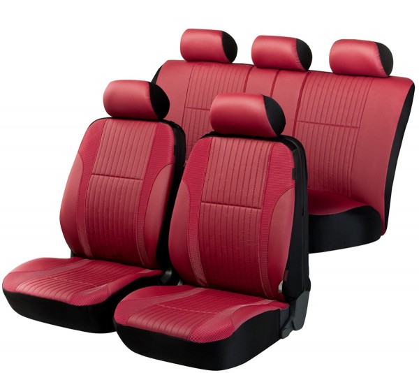 Autositzbezug Schonbezug, Kunstleder, Komplett Set, Audi Sitzbezüge komplett, Rot
