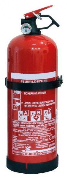 Feuerlöscher 2 kg, zuverlässiger ABC-Dauerdrucklöscher mit Manometer, rot