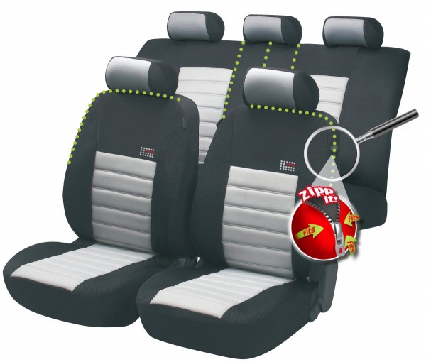 Autositzbezug Schonbezug, Komplett Set, Honda Logo, Schwarz, Grau