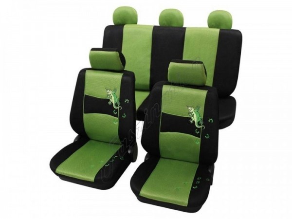 Autositzbezug Schonbezug, Komplett-Set, Toyota HiLux ohne Seitenairbag, Grün Schwarz